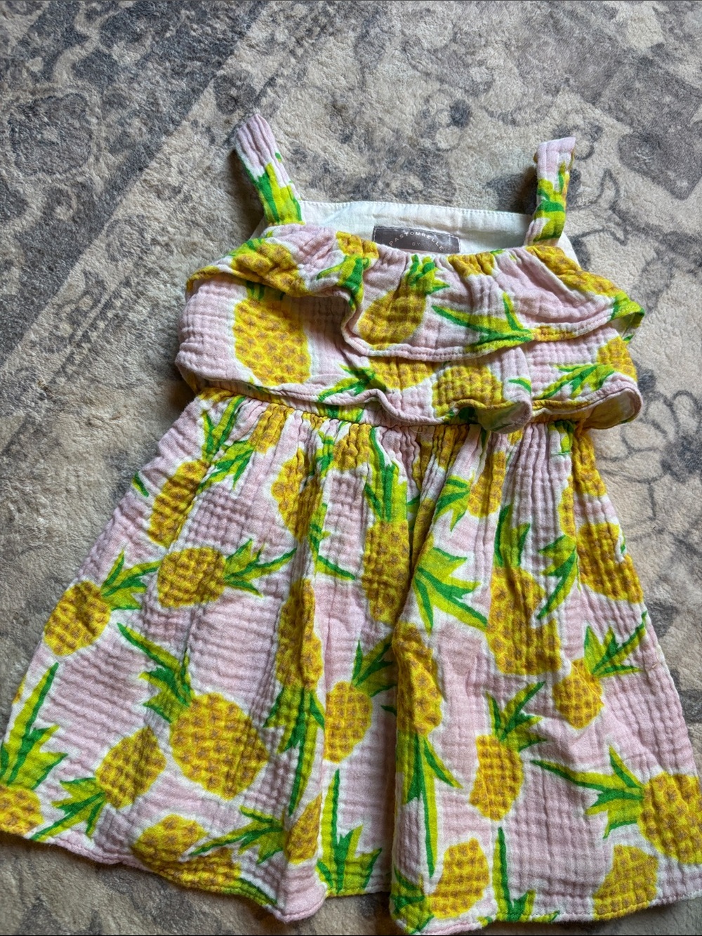 Pippa & Julie Pink Sundress with Yellow Pineapple Print